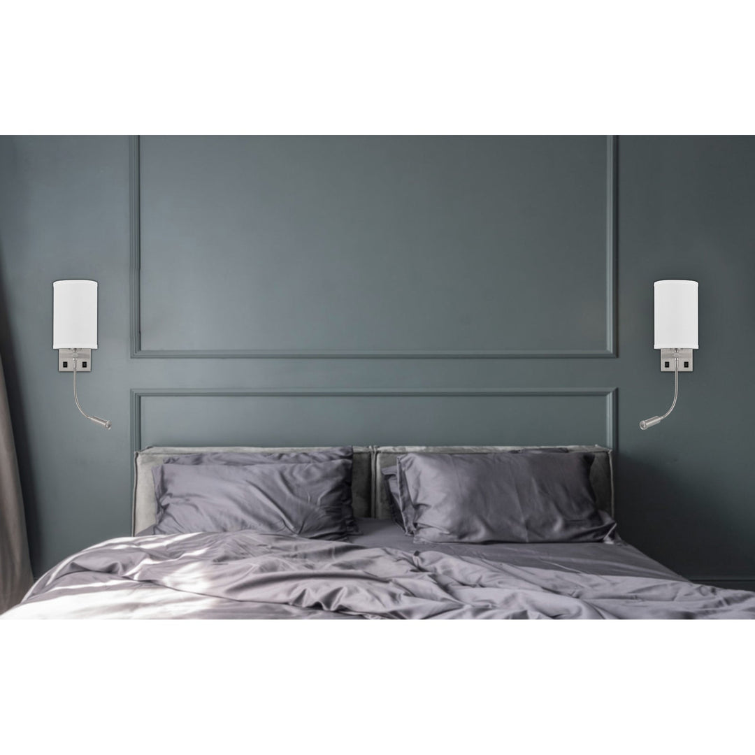 ##Antique Hardware## 60W LAKEWOOD WALL LAMP WITH 1W INTERGRATED LED READING LAMP