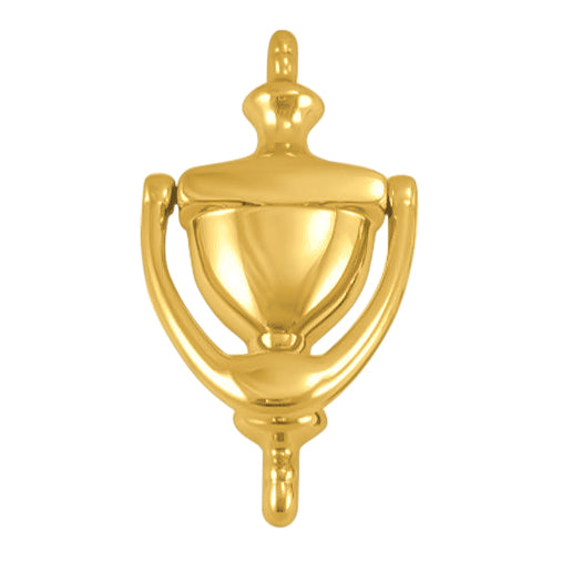 5 7/8 Inch (4 Inch c-c) Solid Brass Traditional Door Knocker (Polished Brass Finish)