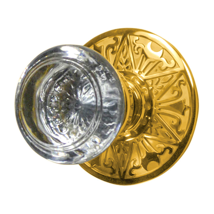 ##Antique Hardware## Eastlake Rosette Door Set with Crystal Round Door Knobs (Several Finishes Available)