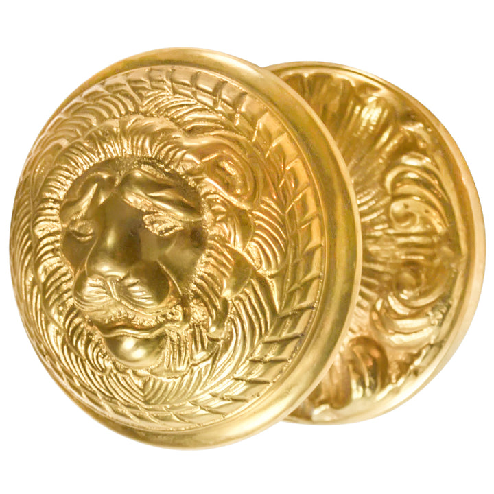 ##Antique Hardware## Romanesque Rosette Door Set with Lion Door Knobs (Several Finishes Available)