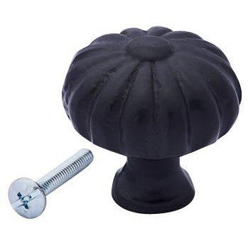 ##Antique Hardware## 1 3/8 Inch Solid Iron Round Floral Style Cabinet & Furniture Knob
