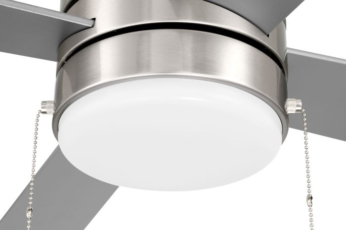 ##Antique Hardware## 52" McCoy 4-Blade w/ Pull Chain in Brushed Polished Nickel w/ Brushed Nickel Blades