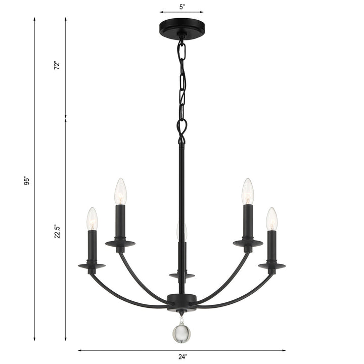 ##Antique Hardware## Mila 5 Light Black Chandelier