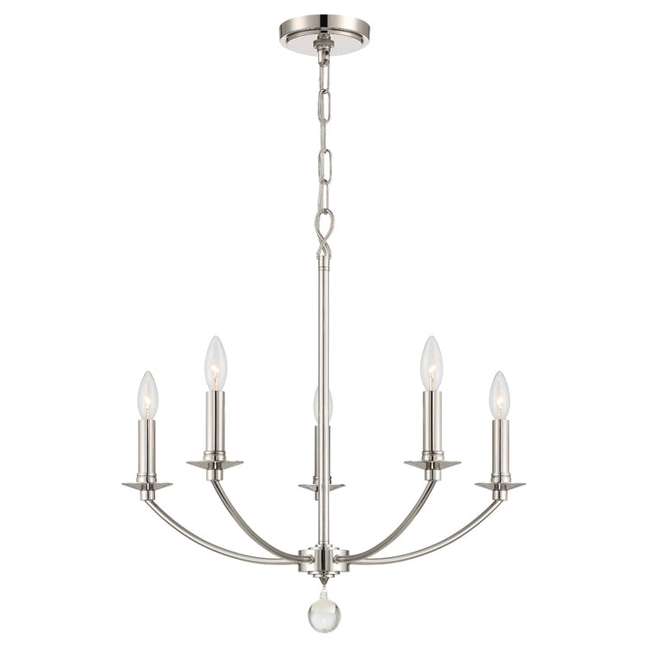 ##Antique Hardware## Mila 5 Light Polished Nickel Chandelier