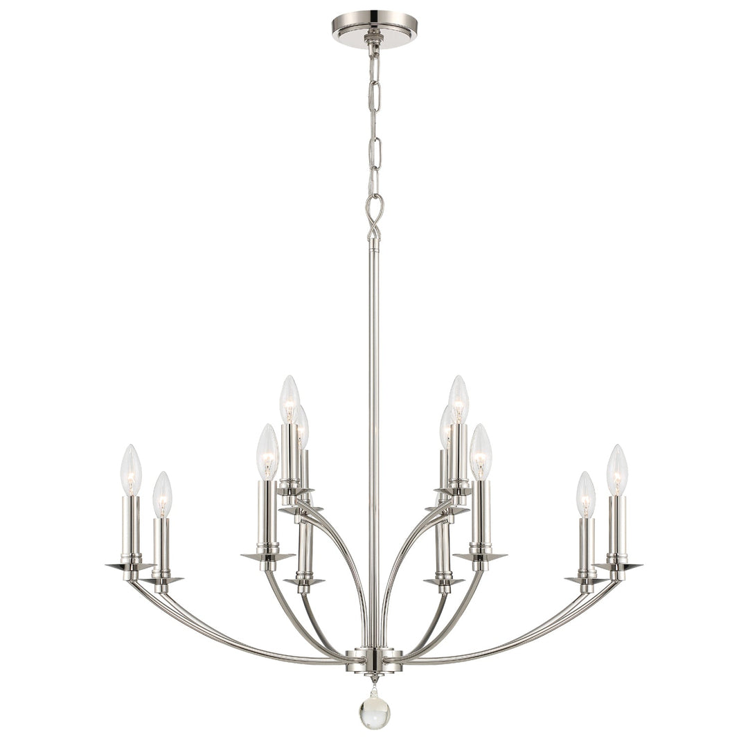 ##Antique Hardware## Mila 12 Light Polished Nickel Chandelier