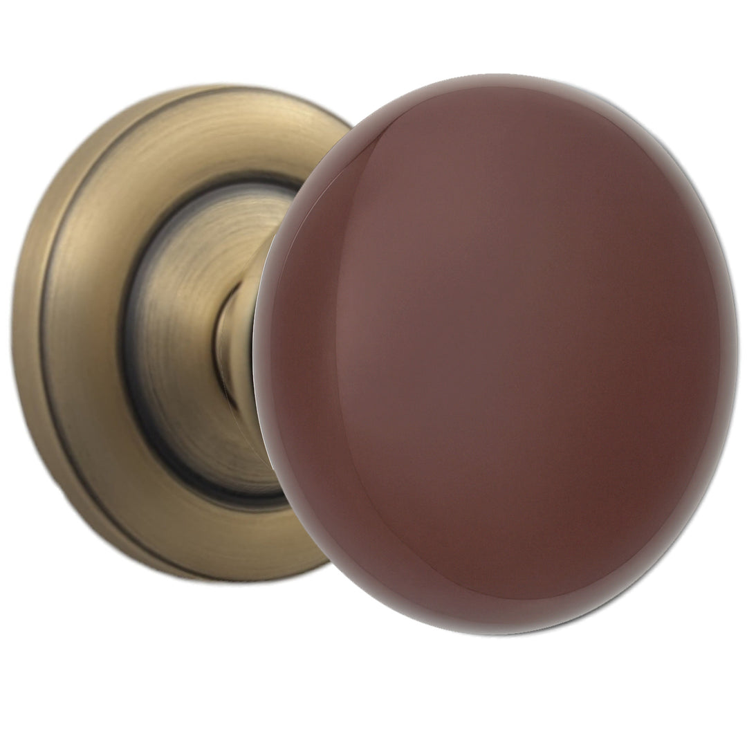 ##Antique Hardware## Magnifique™ Classic Door Set with Brown Porcelain Knobs (Several Finishes Available)