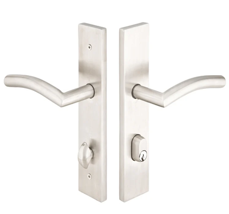 ##Antique Hardware## Modern Multi-Point Handleset with Dresden Lever (Brushed Stainless Steel)