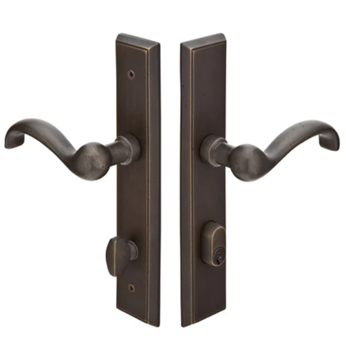 ##Antique Hardware## Brass Rectangular Multi-Point Handleset with Teton Lever (Several Finishes Available)