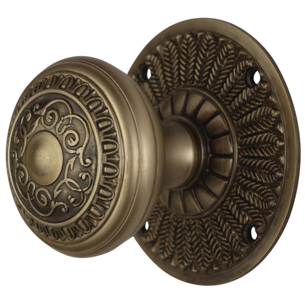 ##Antique Hardware## Feather Rosette Door Set with Egg & Dart Door Knobs (Several Finishes Available)