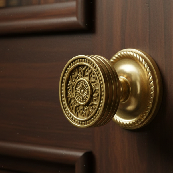 Georgian Roped Rosette Door Set with Rice Pattern Door Knobs (Several Finishes Available)