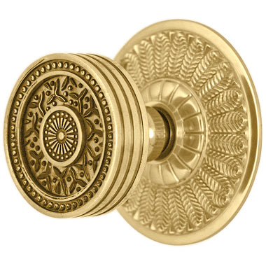 ##Antique Hardware## Feather Rosette Door Set with Rice Pattern Door Knobs (Several Finishes Available)