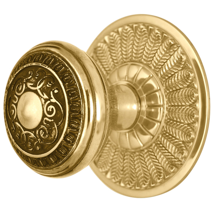 ##Antique Hardware## Feather Rosette Door Set with Egg & Dart Door Knobs (Several Finishes Available)