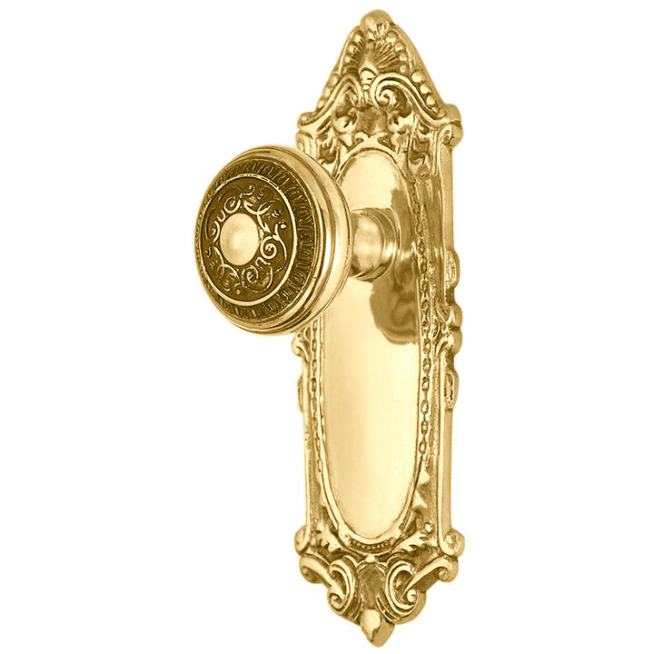 Ornate Victorian Long Backplate Door Set with Egg & Dart Door Knobs (Several Finishes Available)