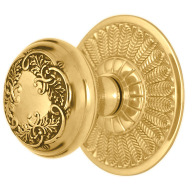 ##Antique Hardware## Feather Rosette Door Set with Floral Leaf Door Knobs (Several Finishes Available)