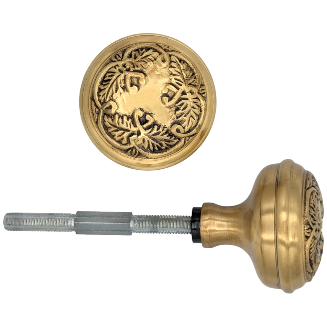 Antique Hardware Floral Leaf Solid Brass Spare Door Knob Set (Several Finishes Available) SPARE DOORKNOBS