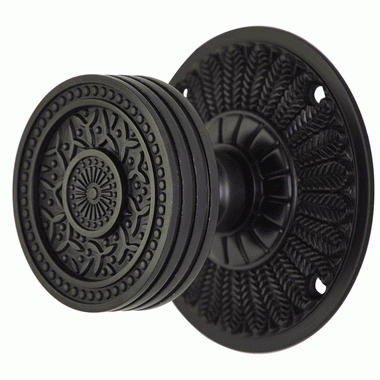 ##Antique Hardware## Feather Rosette Door Set with Rice Pattern Door Knobs (Several Finishes Available)