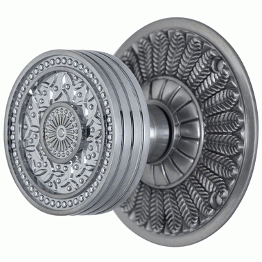 ##Antique Hardware## Feather Rosette Door Set with Rice Pattern Door Knobs (Several Finishes Available)