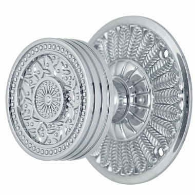 ##Antique Hardware## Feather Rosette Door Set with Rice Pattern Door Knobs (Several Finishes Available)