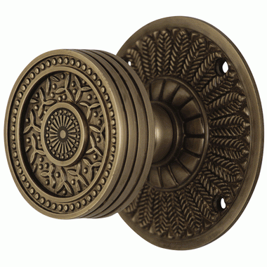 ##Antique Hardware## Feather Rosette Door Set with Rice Pattern Door Knobs (Several Finishes Available)