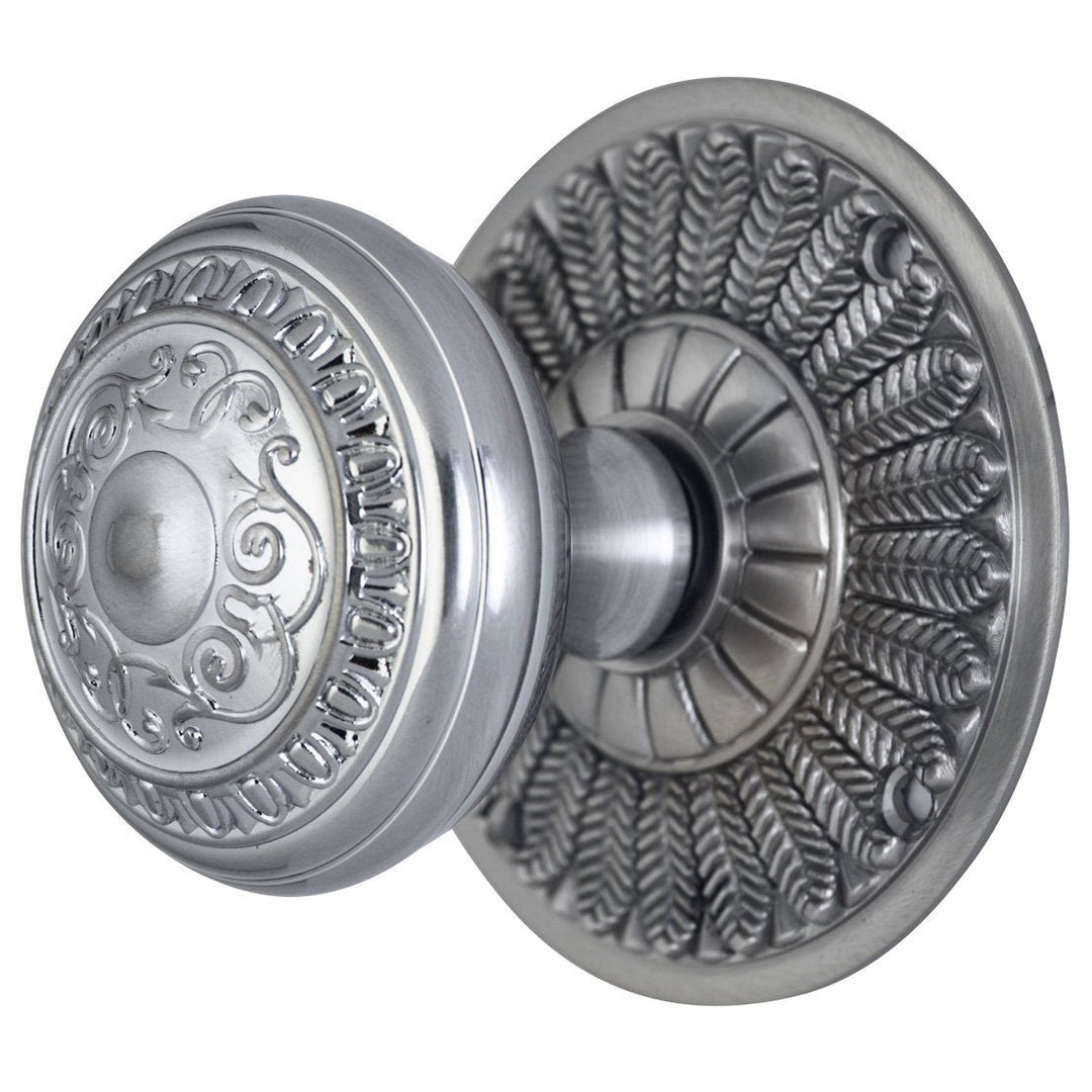 ##Antique Hardware## Feather Rosette Door Set with Egg & Dart Door Knobs (Several Finishes Available)