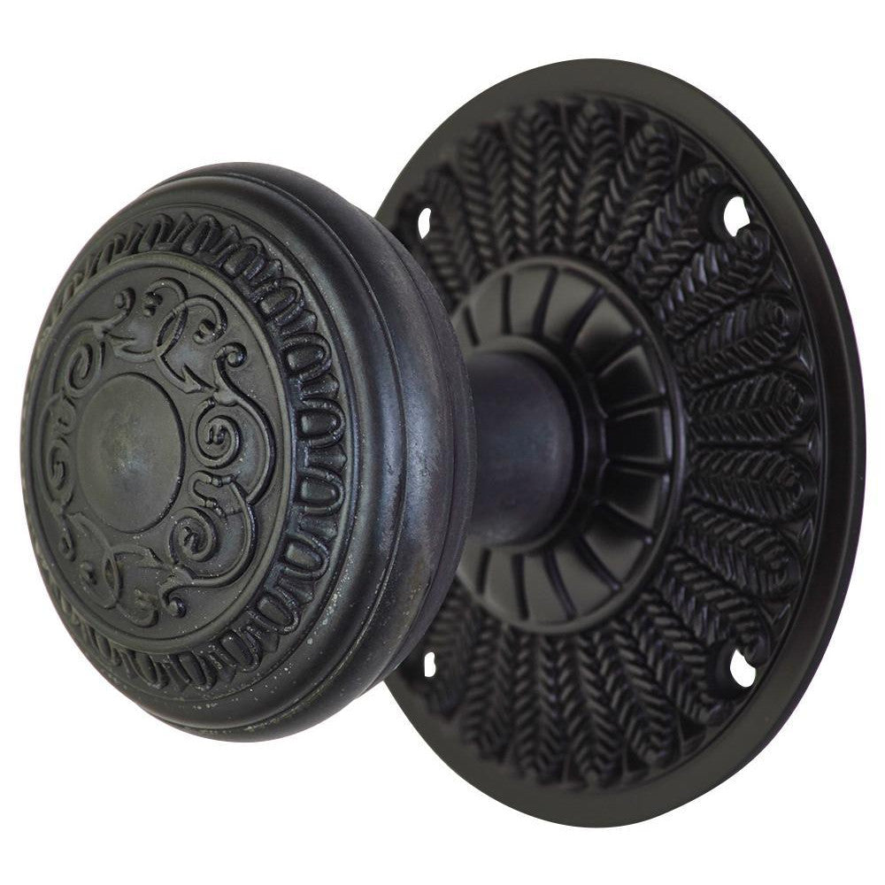 ##Antique Hardware## Feather Rosette Door Set with Egg & Dart Door Knobs (Several Finishes Available)