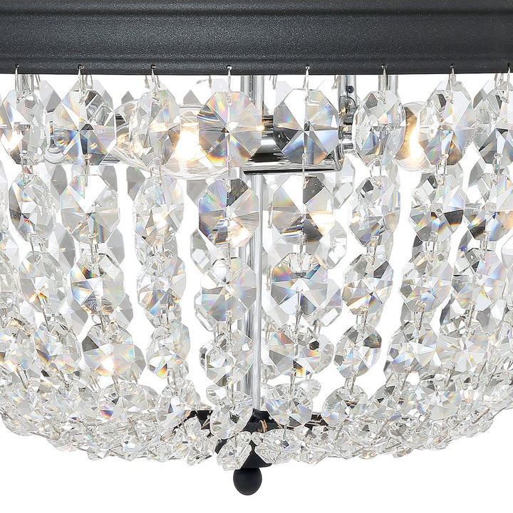 ##Antique Hardware## Nola 3 Light Black Forged Flush Mount