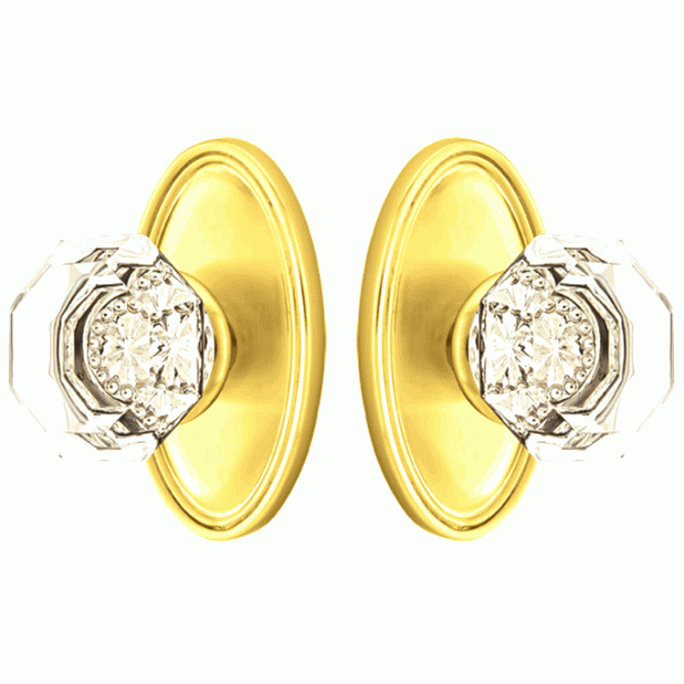 ##Antique Hardware## Emtek Crystal Old Town Clear Door Knob Set With Oval Rosette (Several Finish Options)