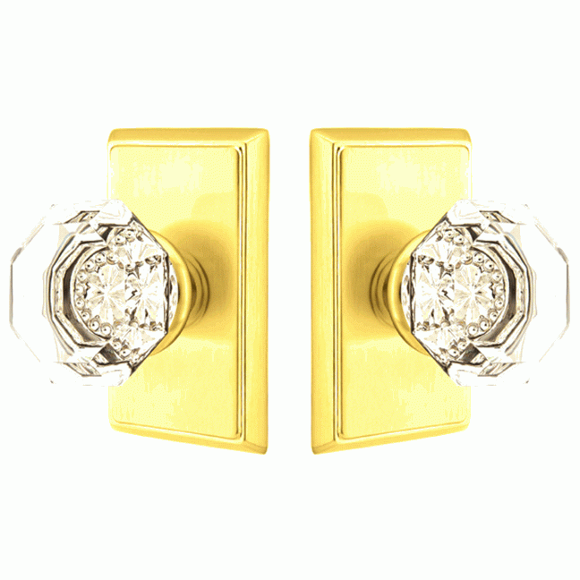 ##Antique Hardware## Emtek Crystal Old Town Clear Door Knob Set With Rectangular Rosette (Several Finish Options)