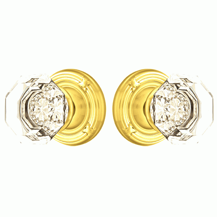 ##Antique Hardware## Emtek Crystal Old Town Clear Door Knob Set With Ribbon & Reed Rosette (Several Finish Options)