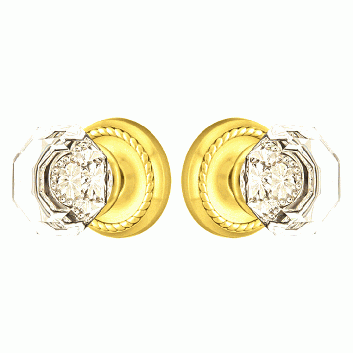 Antique Hardware Crystal Old Town Clear Door Knob Set With Rope Rosette (Several Finish Options) EMTEK CRYSTAL DOOR KNOB