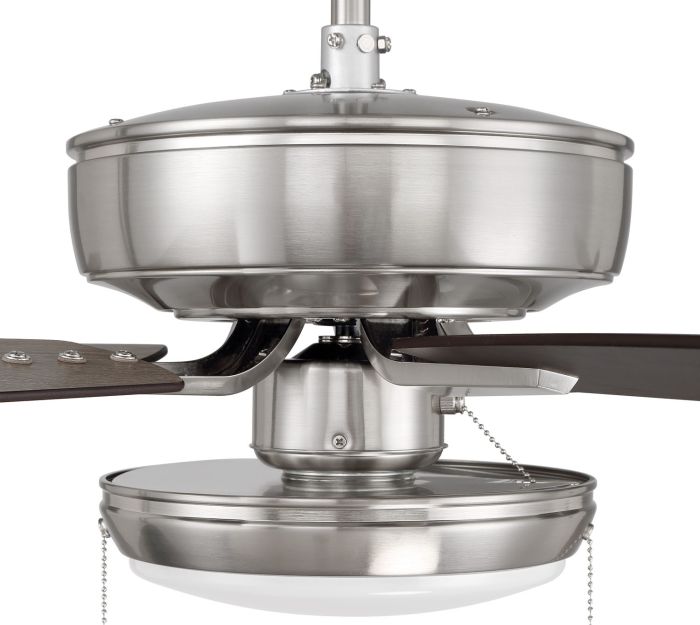 ##Antique Hardware## 52" Pro Plus 119 in Brushed Polished Nickel w/ Driftwood/Grey Walnut Blades