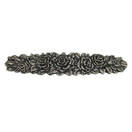 ##Antique Hardware## 5 1/5 Inch (3 3/4 Inch c-c) Solid Pewter Rose Pull