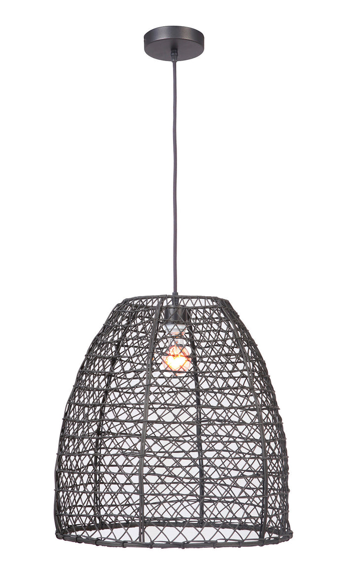 ##Antique Hardware## 1 Light Woven Pendant in Matte Black