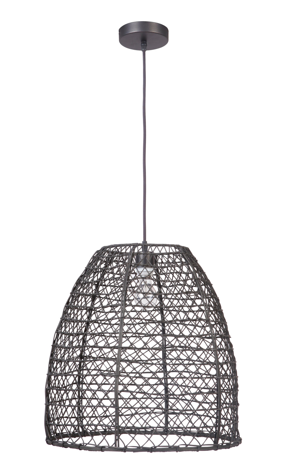 ##Antique Hardware## 1 Light Woven Pendant in Matte Black