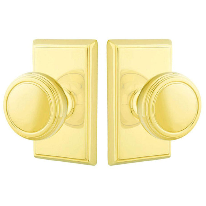 ##Antique Hardware## Solid Brass Norwich Door Knob Set With Rectangular Rosette (Several Finish Options)