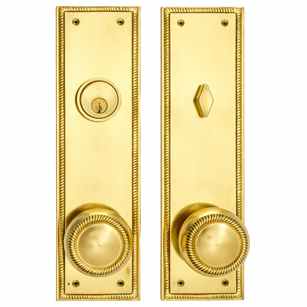 ##Antique Hardware## Georgian Roped Rectangular Style Single Door Entryway Set (Several Knob & Finish Options Available)