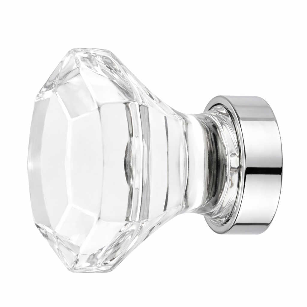 1 Inch Crystal Glass Old Town Clear Cabinet & Furniture Knob