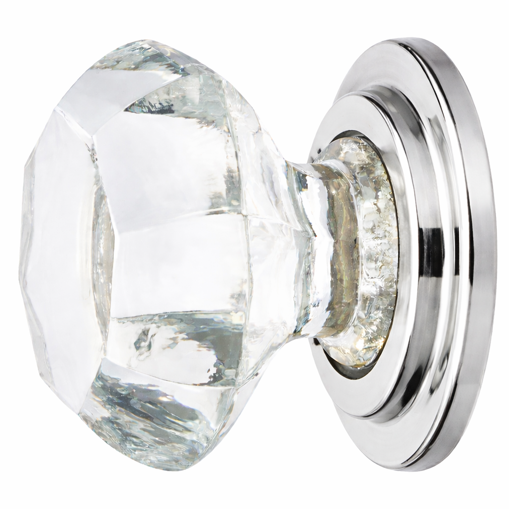 1 3/4 Inch Emtek Old Town Crystal Clear Glass Cabinet and Furniture Knob