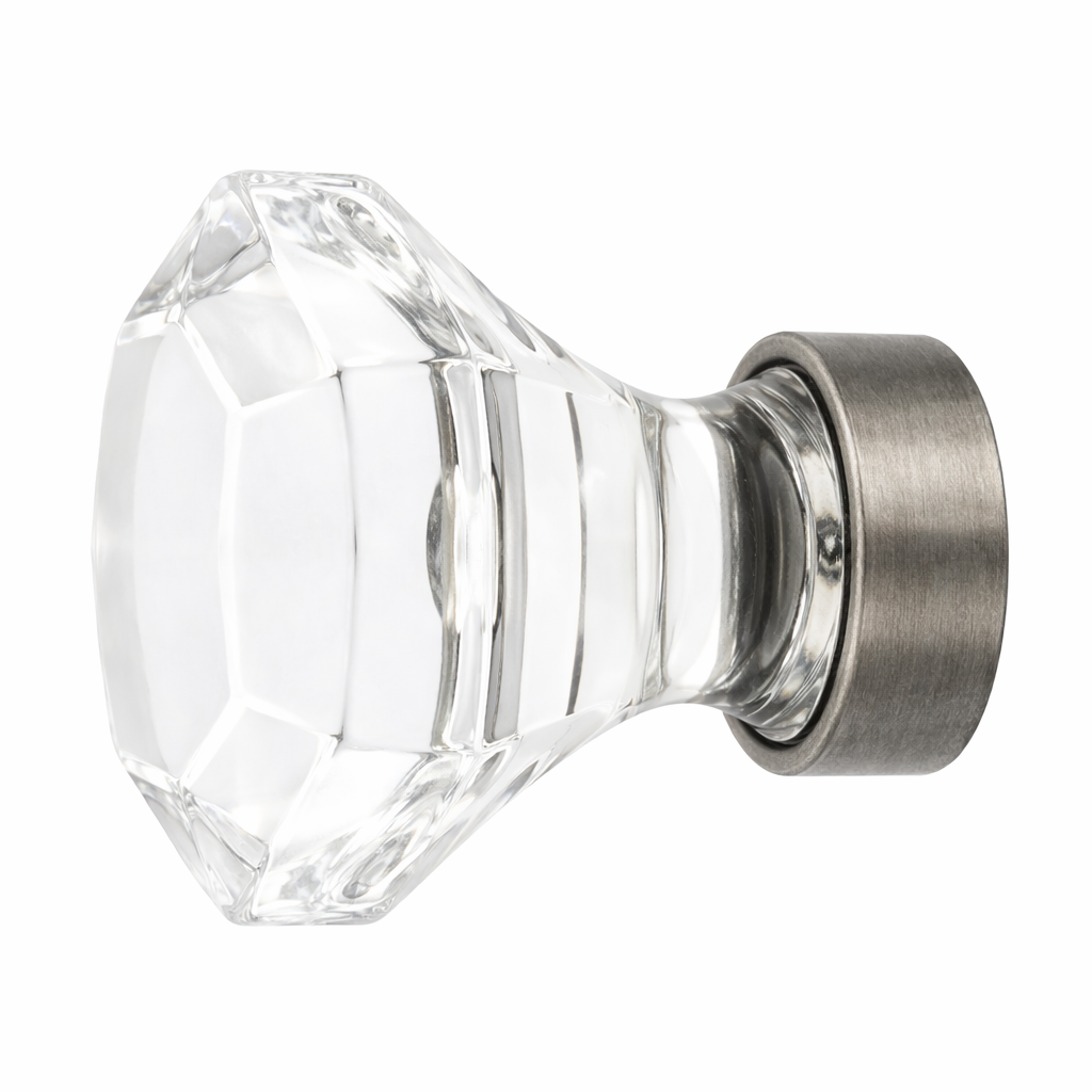 1 1/4 Inch Crystal Glass Old Town Clear Cabinet & Furniture Knob