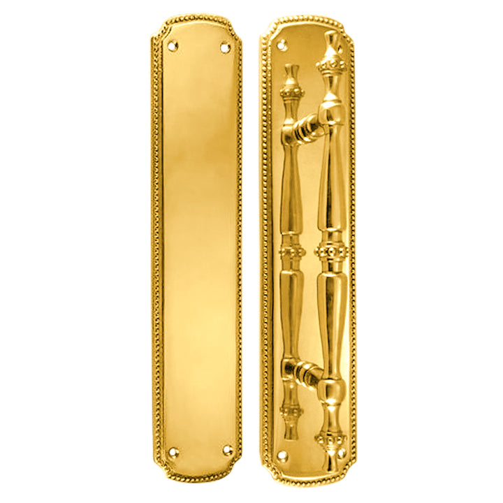 11 1/2 Inch Solid Brass Beaded Push & Pull Plate Set (Several Finishes Available)
