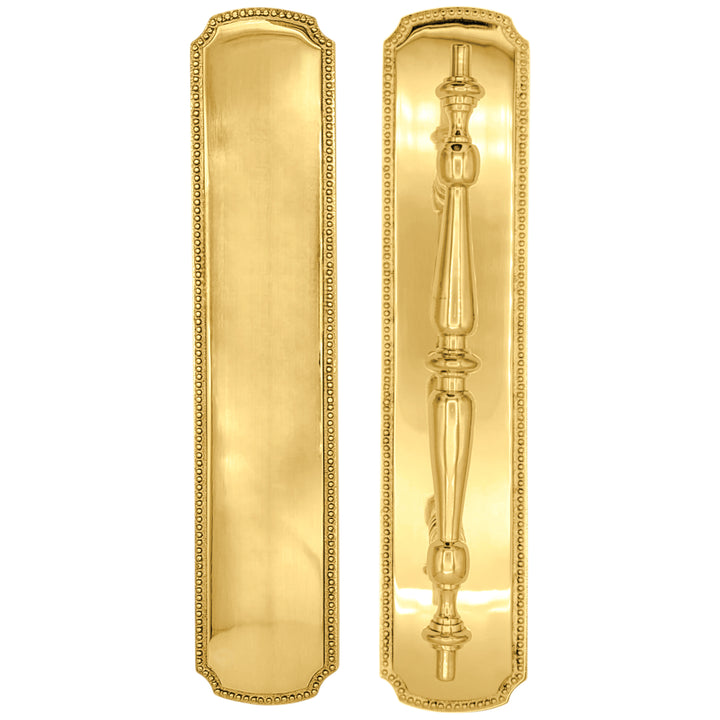 11 1/2 Inch Solid Brass Beaded Push & Pull Plate Set (Several Finishes Available)