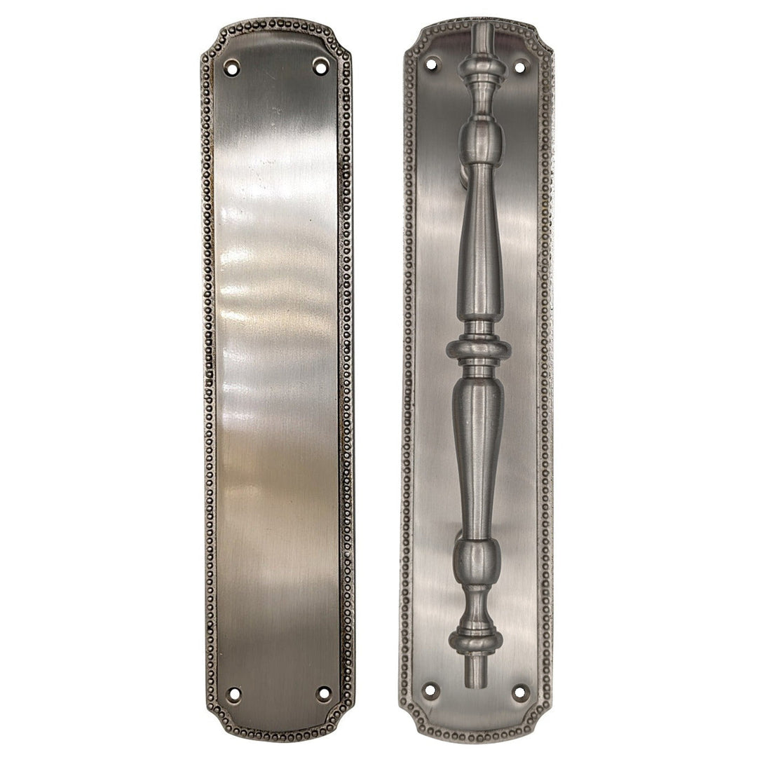 ##Antique Hardware## 11 1/2 Inch Solid Brass Beaded Push & Pull Plate Set (Several Finishes Available)