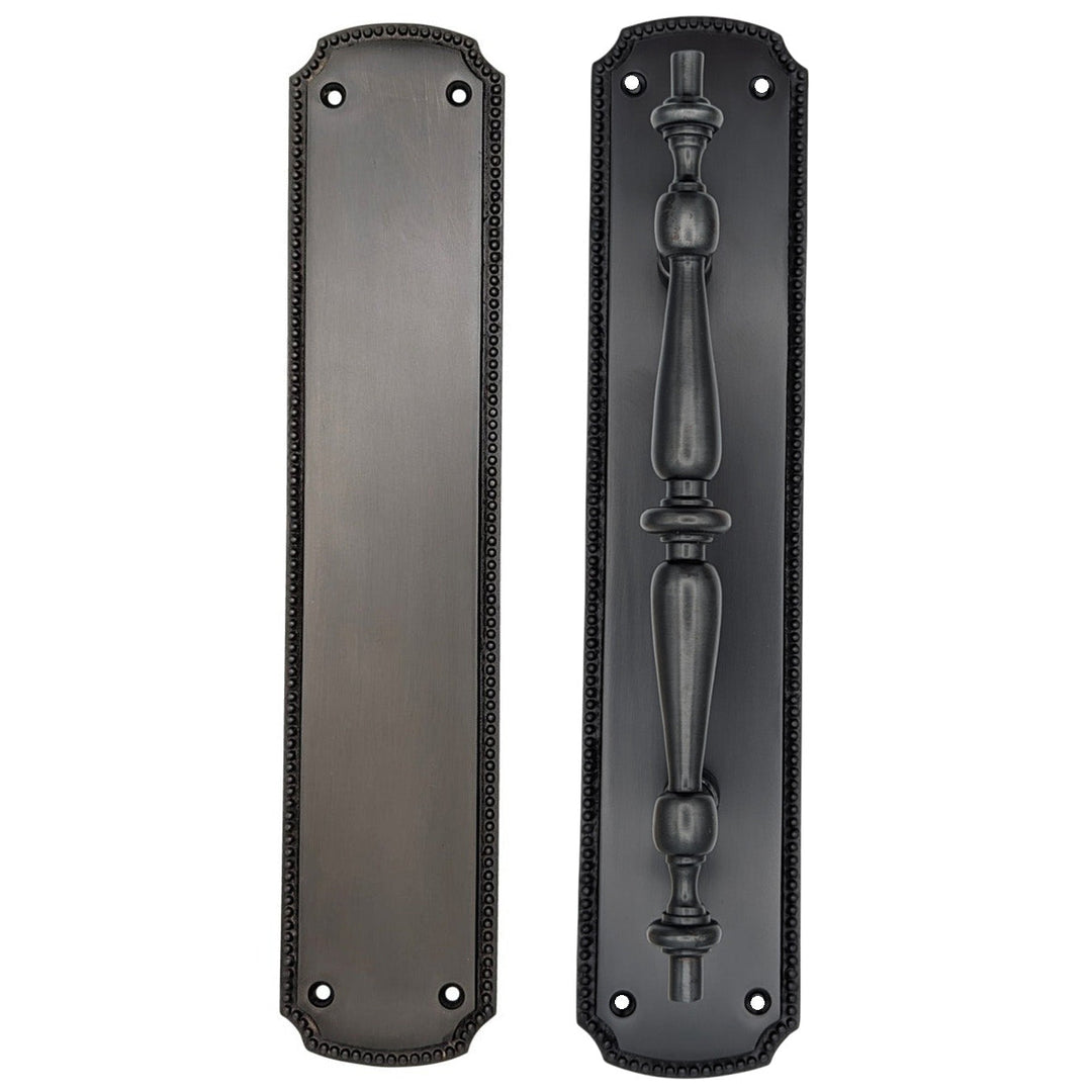 ##Antique Hardware## 11 1/2 Inch Solid Brass Beaded Push & Pull Plate Set (Several Finishes Available)