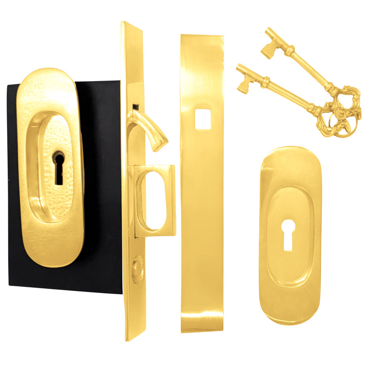 Traditional Oval Pattern Pocket Privacy (Lock) Style Door Set