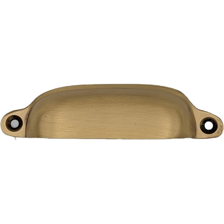 Antique Hardware 4 1/8 Inch Overall (3 1/2 Inch c-c) Solid Brass Traditional Slim Rounded Bin Pull BIN PULL