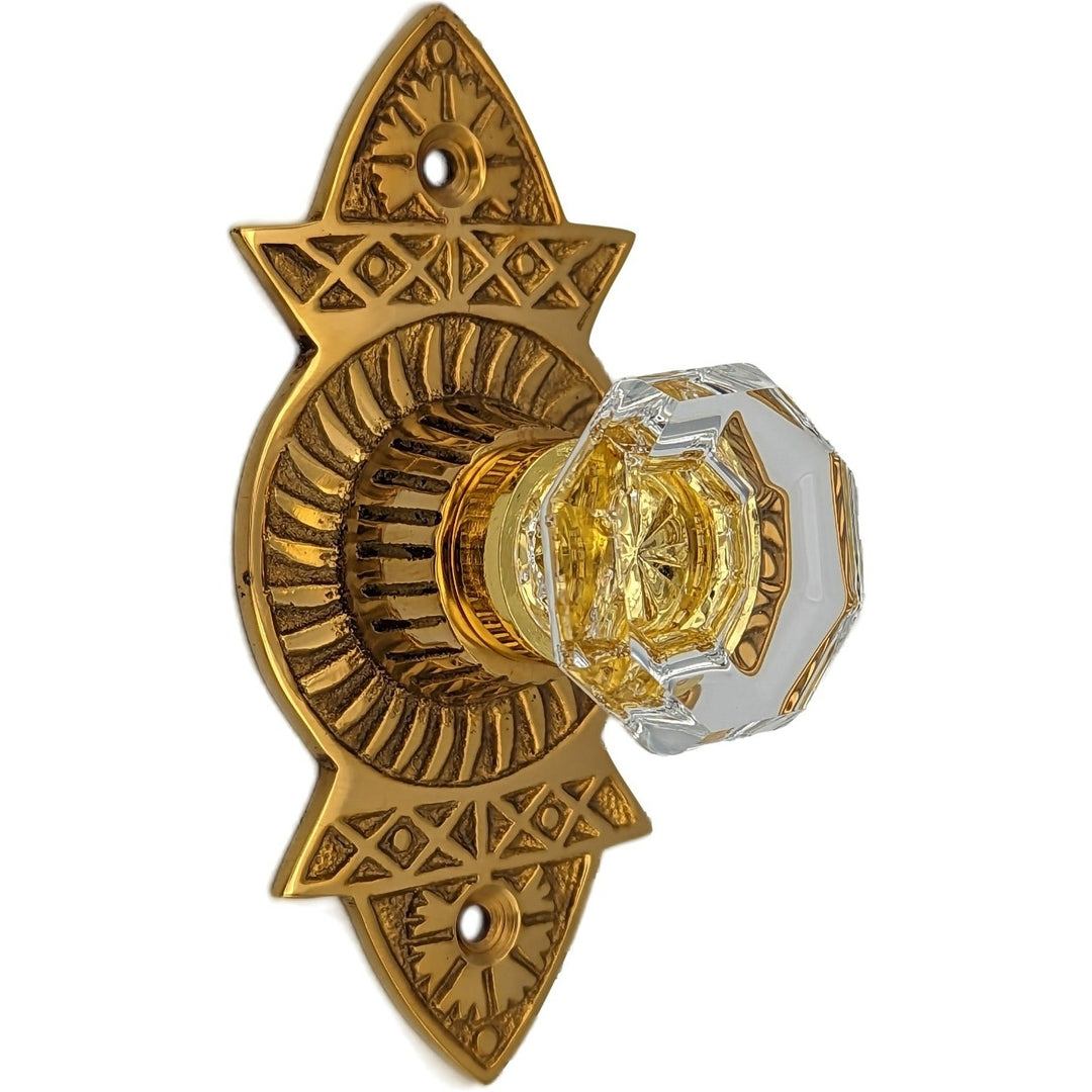Antique Hardware 1 3/8 Inch Crystal Clear Glass Octagon Cabinet & Furniture Knob Eastlake Backplate CABINET KNOB