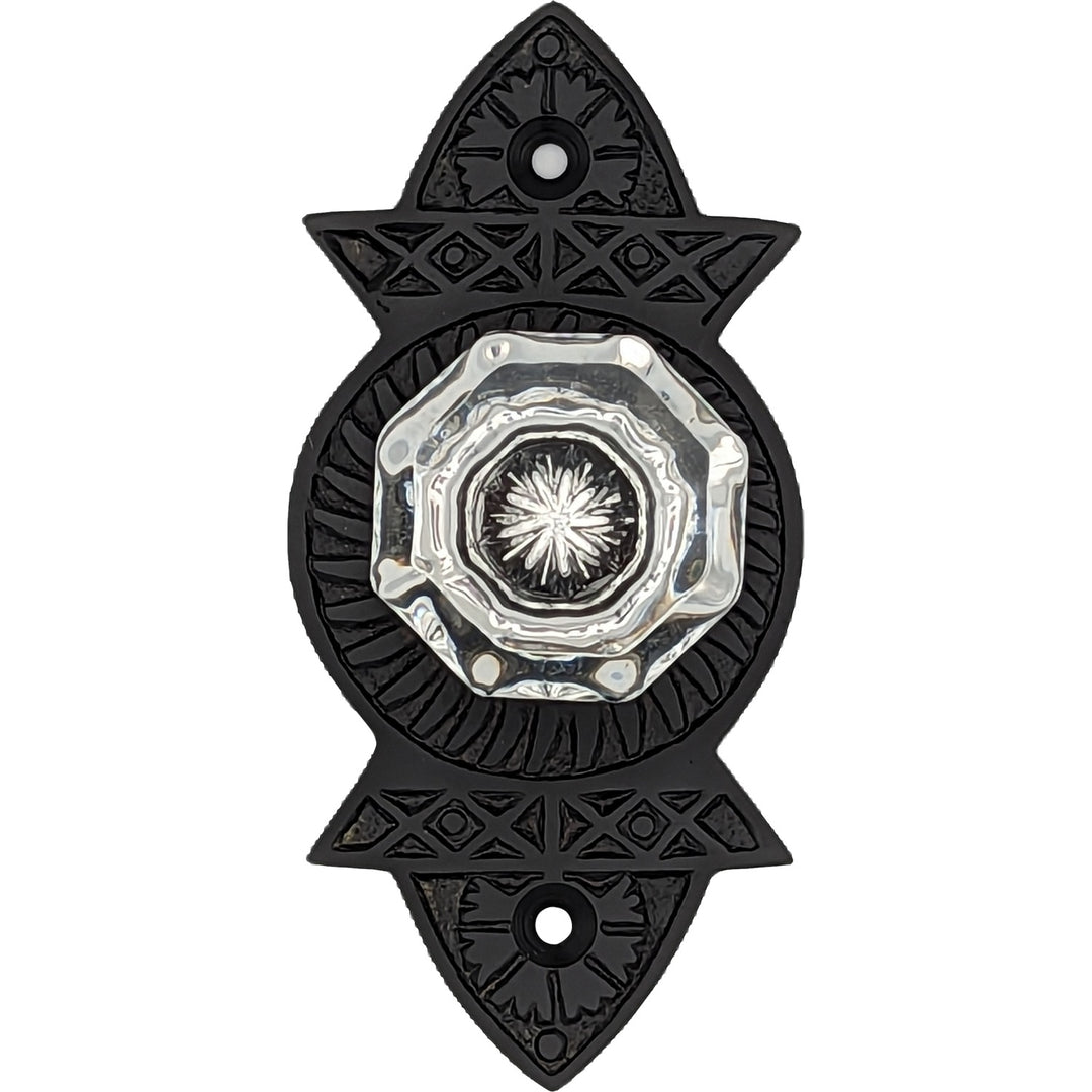 Antique Hardware 1 3/8 Inch Crystal Clear Glass Octagon Cabinet & Furniture Knob Eastlake Backplate CABINET KNOB