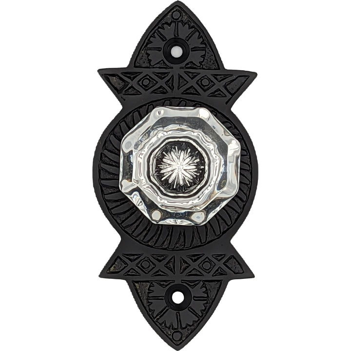 Antique Hardware 1 3/8 Inch Crystal Clear Glass Octagon Cabinet & Furniture Knob Eastlake Backplate CABINET KNOB