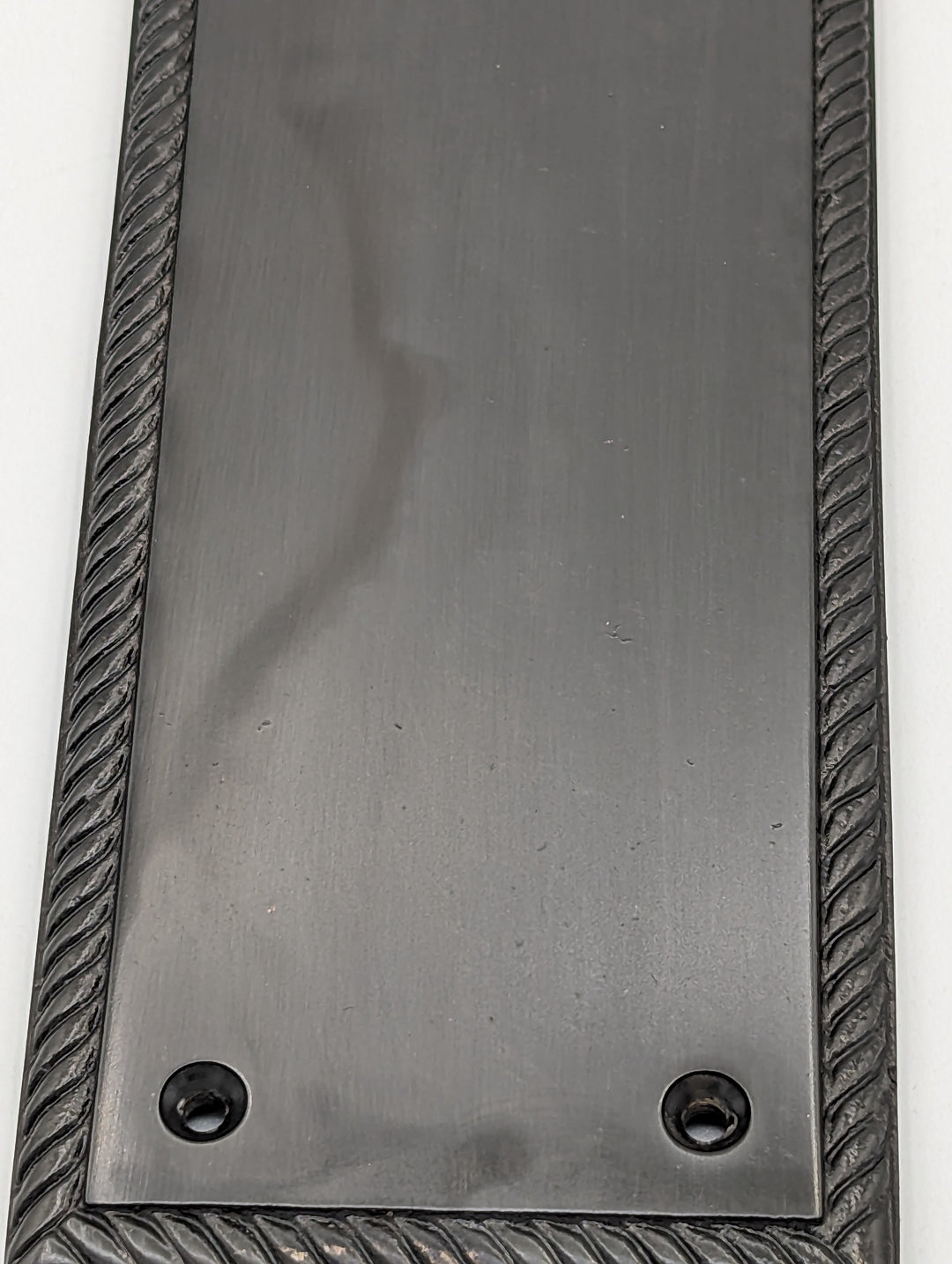 ##Antique Hardware## Open Box Sale Item 11 1/2 Inch Georgian Roped Style Door Push Plate (Oil Rubbed Bronze Finish)