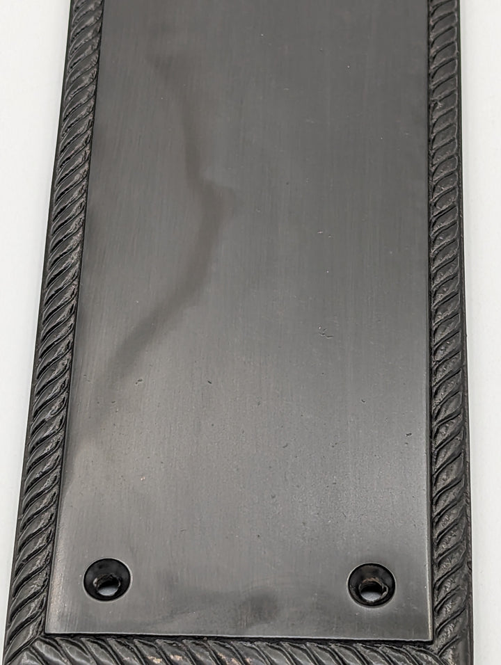 ##Antique Hardware## Open Box Sale Item 11 1/2 Inch Georgian Roped Style Door Push Plate (Oil Rubbed Bronze Finish)